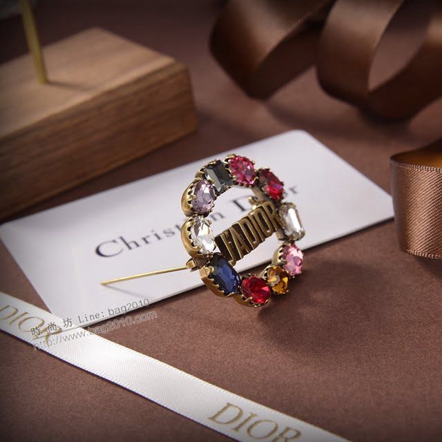Dior飾品 迪奧經典熱銷款JADIOR彩鑽圓圈復古胸針  zgd1498